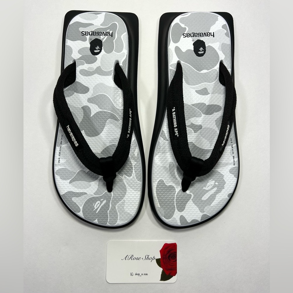 Bape x Havaianas Steel Grey Tradi ZORI Sandals Size: 8 M